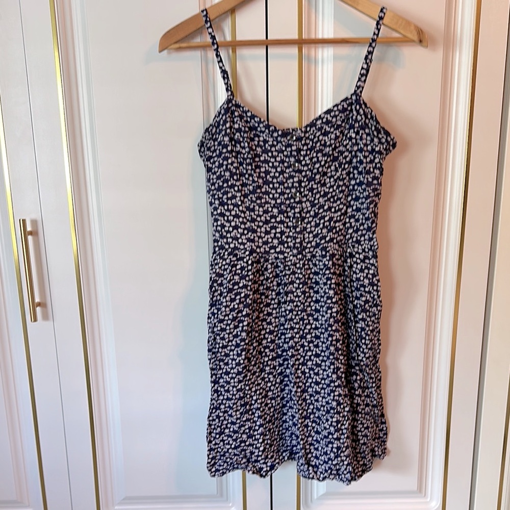 Express Navy and White Patterned Dress
